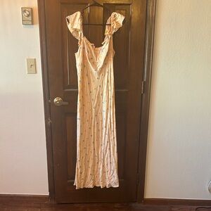Anthropologie Pink Floral Maxi Dress